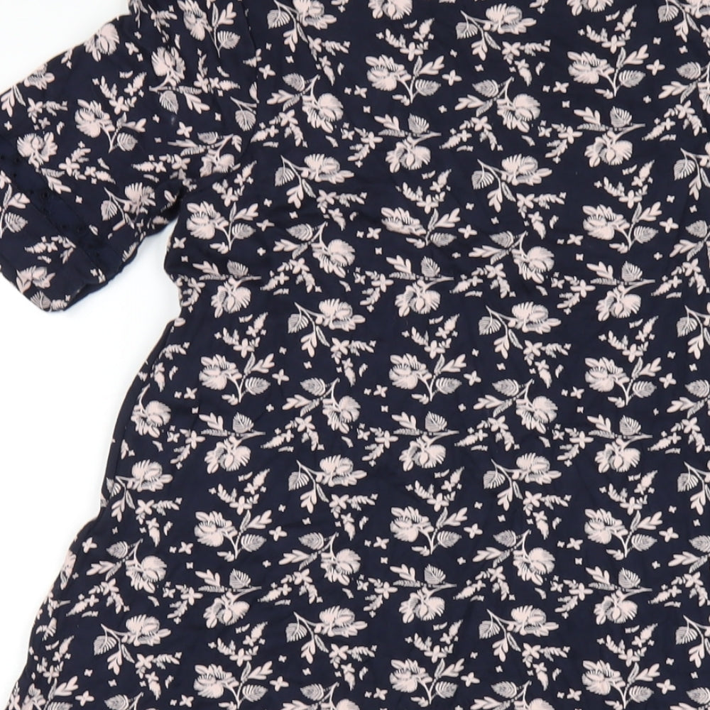 Monsoon Womens Blue Geometric Viscose A-Line Size 8 Round Neck Pullover