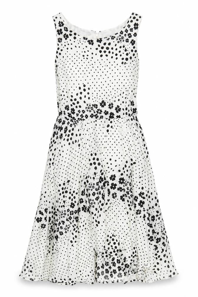 Front view of Gap women’s white geometric cotton a-line, size UK 8, round neck zip