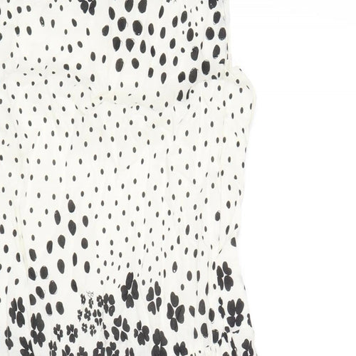 Gap Womens White Geometric Cotton A-Line Size 8 Round Neck Zip