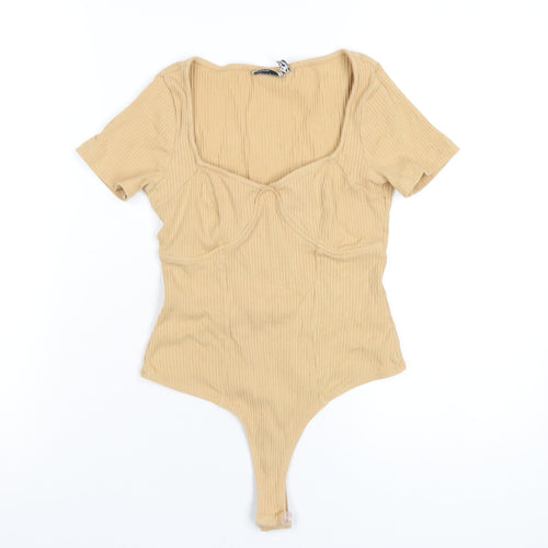 ASOS Womens Beige Cotton Bodysuit One-Piece Size 8 Snap