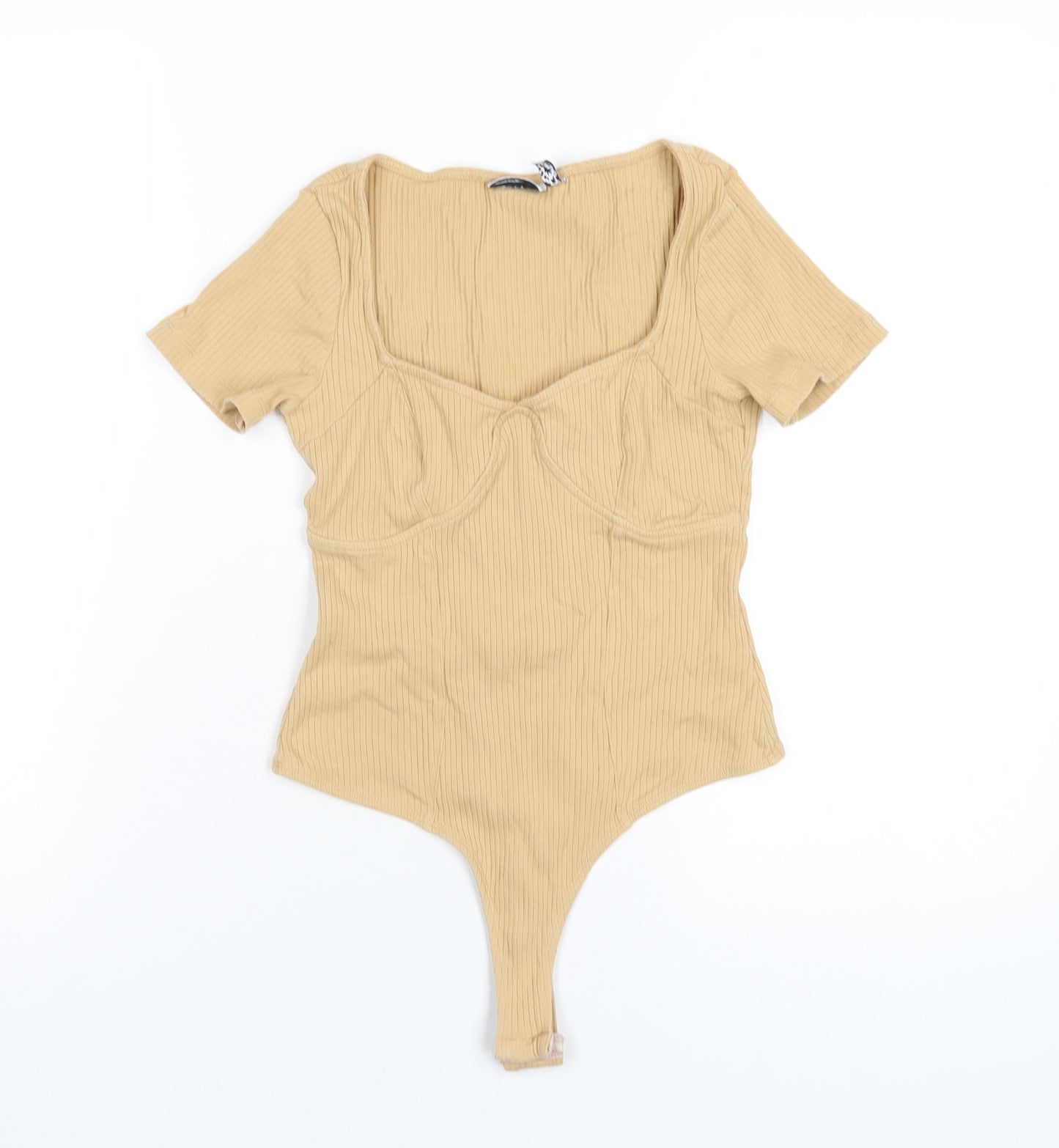 ASOS Womens Beige Cotton Bodysuit One-Piece Size 8 Snap