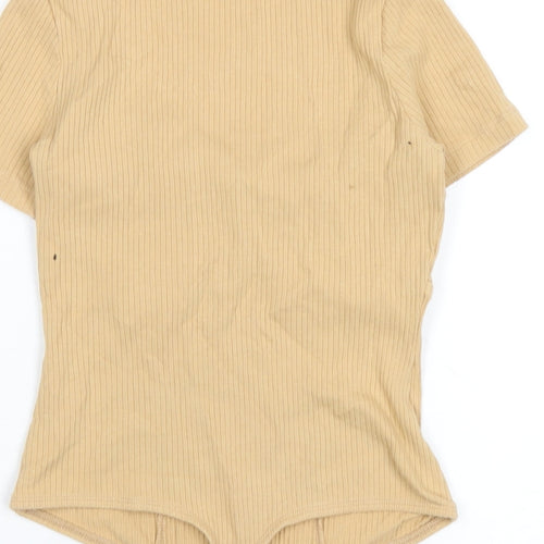 ASOS Womens Beige Cotton Bodysuit One-Piece Size 8 Snap