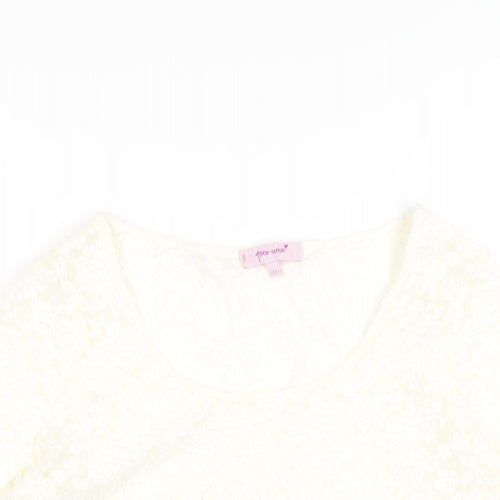 Per Una Womens Ivory Polyester Basic T-Shirt Size 12 Round Neck