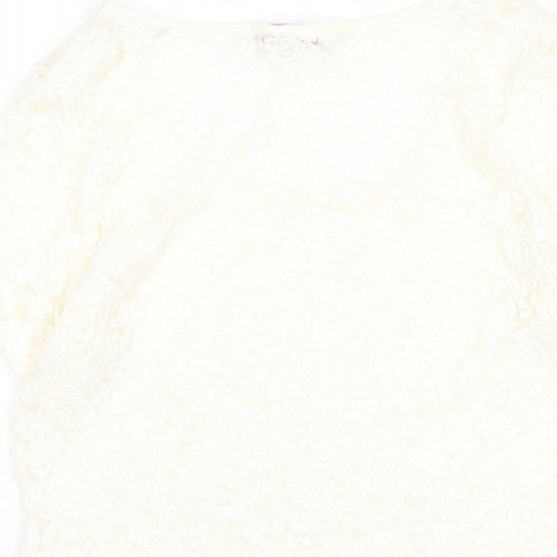 Per Una Womens Ivory Polyester Basic T-Shirt Size 12 Round Neck