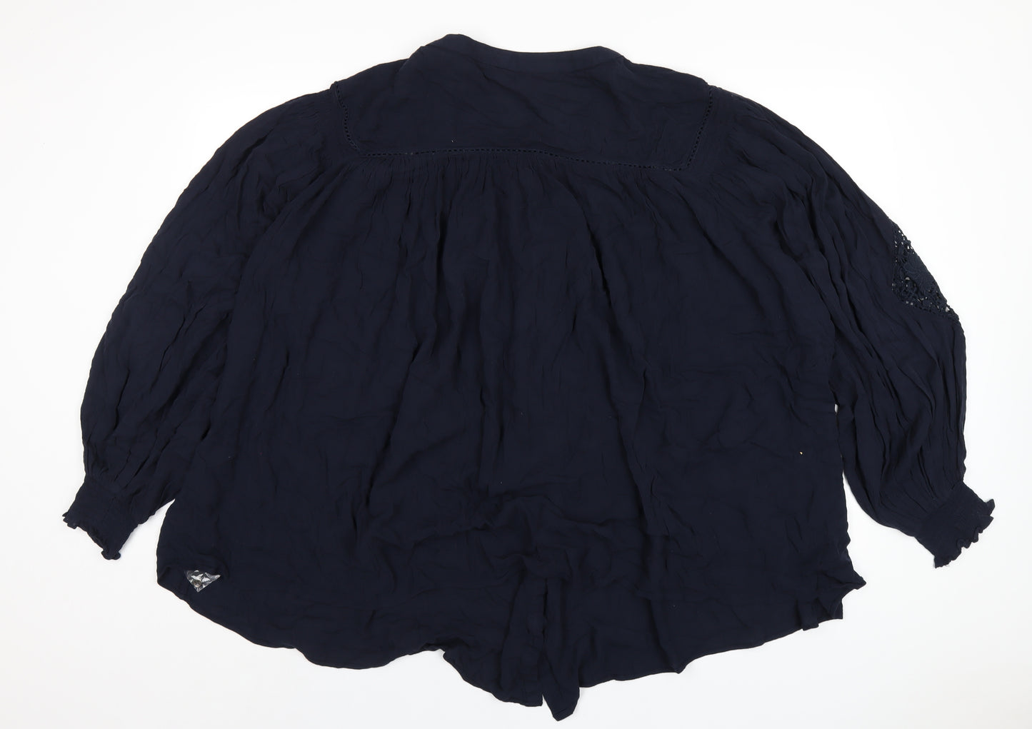 Evans Womens Blue Viscose Basic Button-Up Size 26 Round Neck