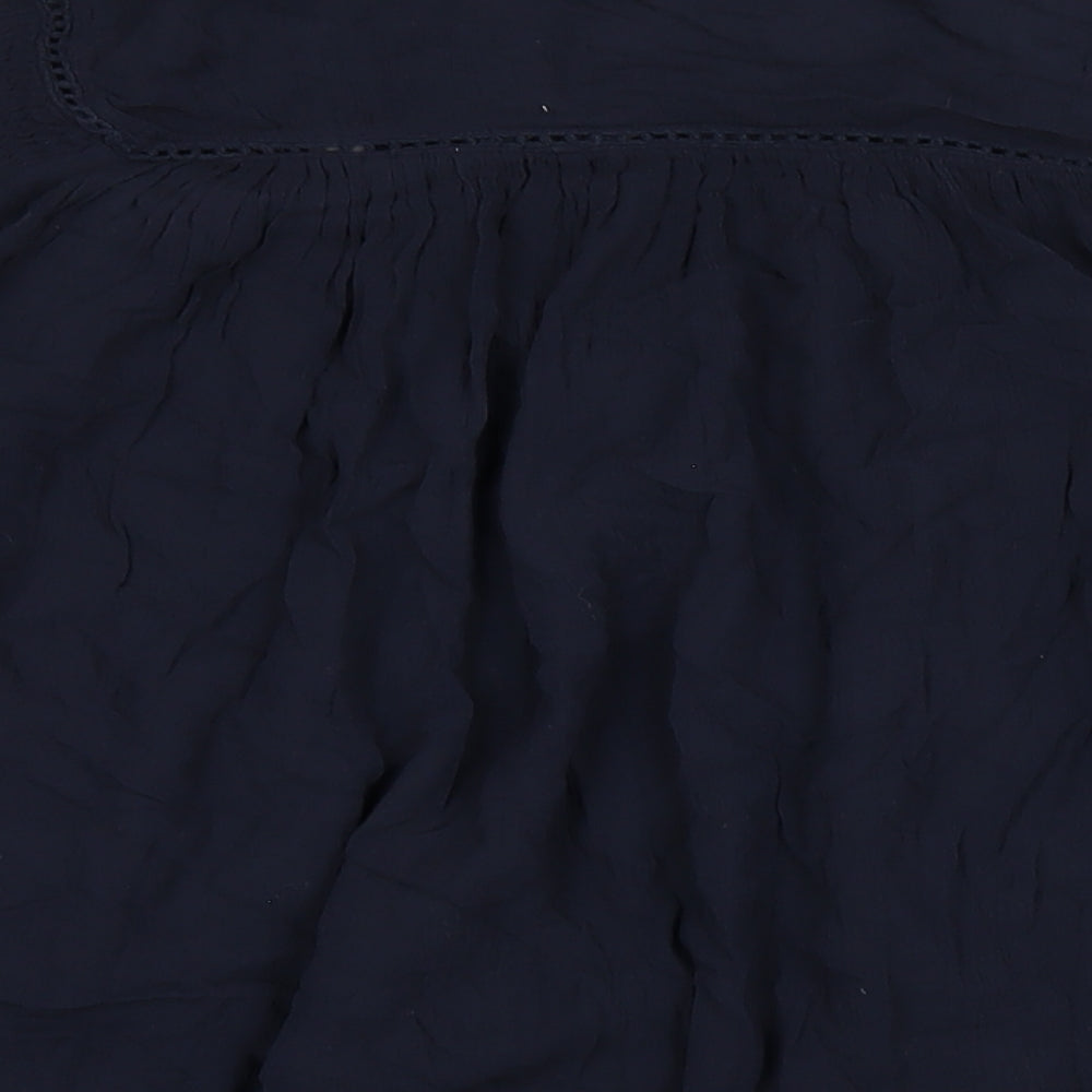 Evans Womens Blue Viscose Basic Button-Up Size 26 Round Neck