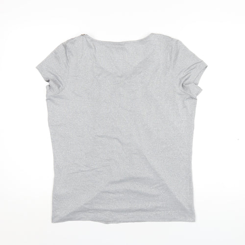 Per Una Womens Grey Viscose Basic T-Shirt Size 14 Round Neck