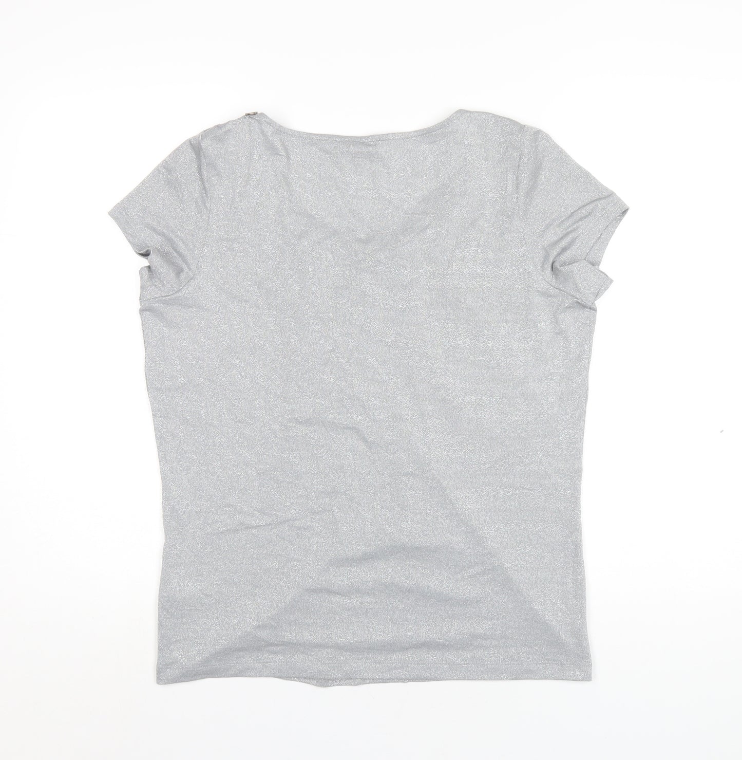 Per Una Womens Grey Viscose Basic T-Shirt Size 14 Round Neck