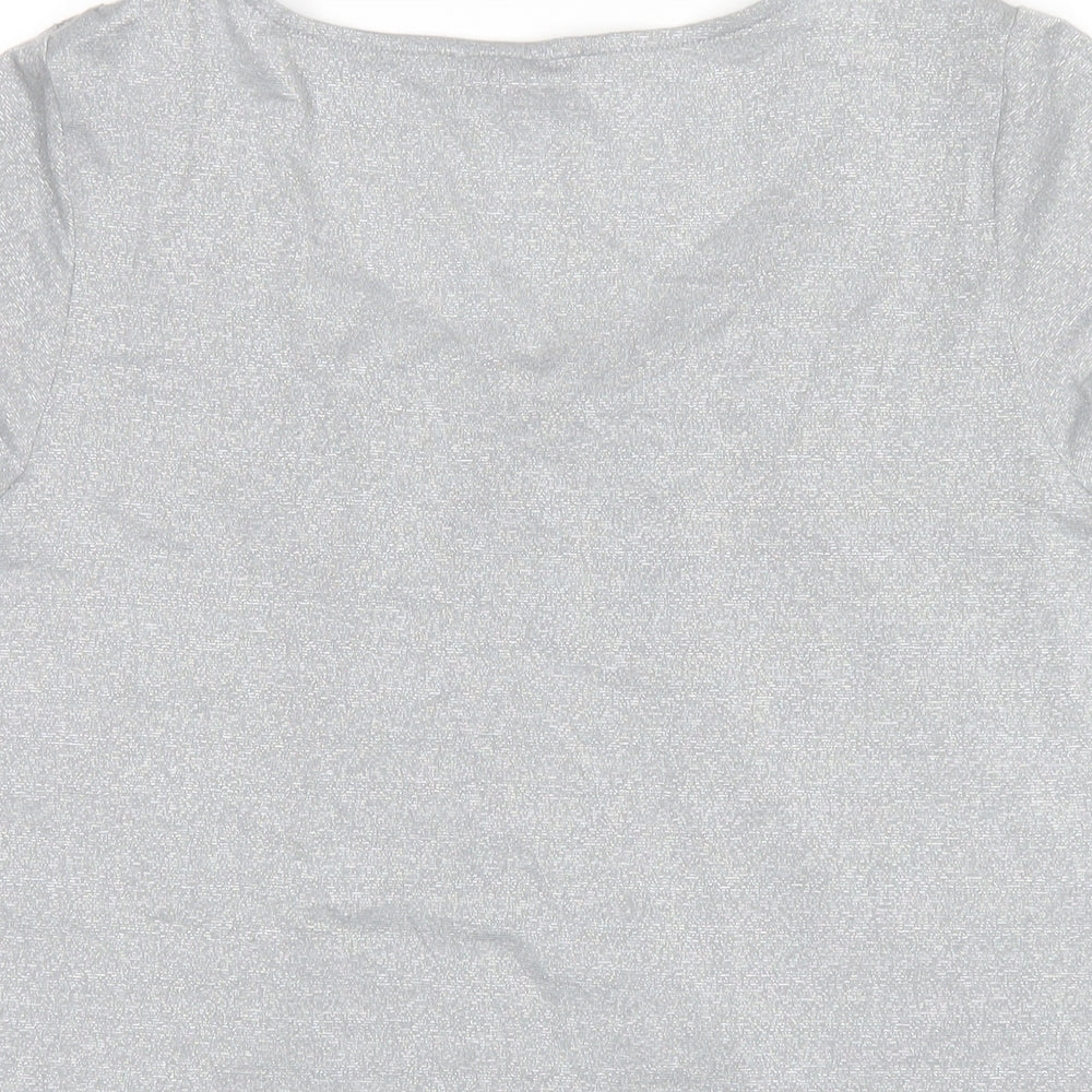 Per Una Womens Grey Viscose Basic T-Shirt Size 14 Round Neck