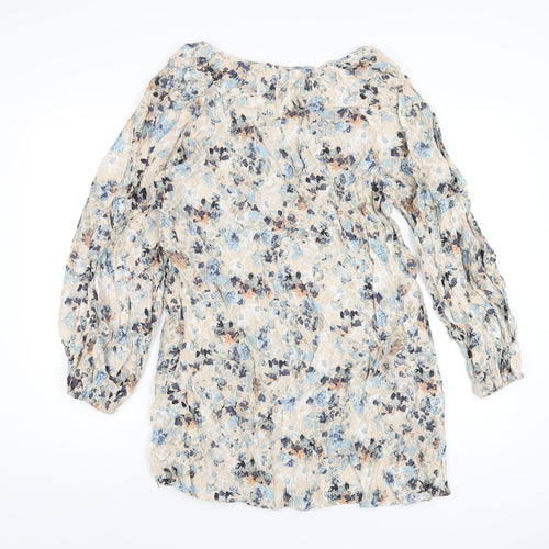 H&M Womens Multicoloured Geometric Viscose A-Line Size M Round Neck Pullover