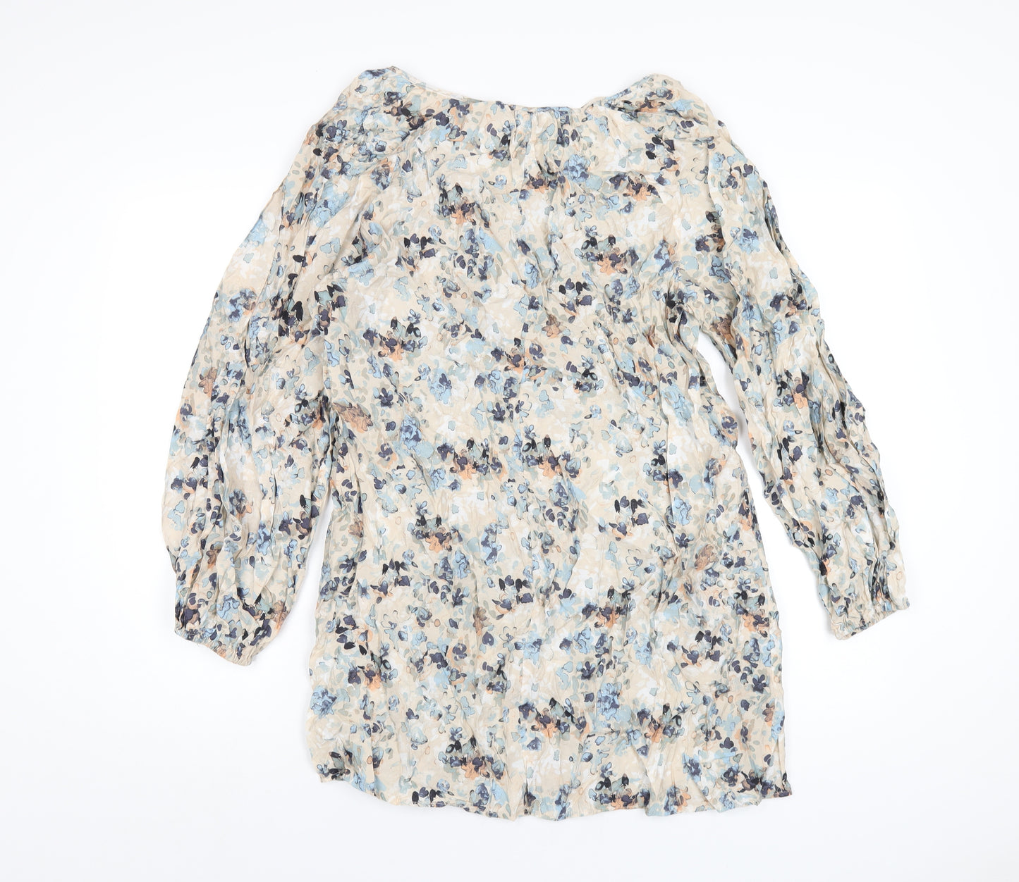 H&M Womens Multicoloured Geometric Viscose A-Line Size M Round Neck Pullover