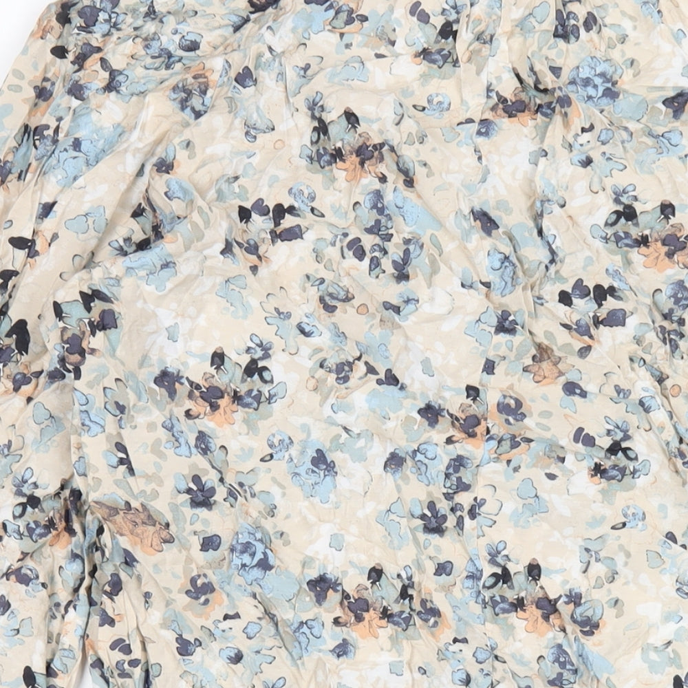 H&M Womens Multicoloured Geometric Viscose A-Line Size M Round Neck Pullover