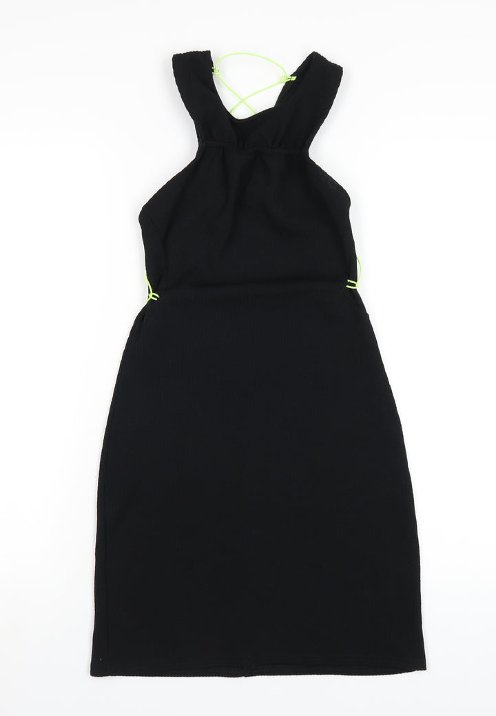Skinny Dip Womens Black Polyester Bodycon Size 8 Round Neck Pullover