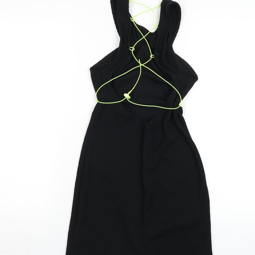 Skinny Dip Womens Black Polyester Bodycon Size 8 Round Neck Pullover