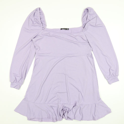 Boohoo Womens Purple Polyester A-Line Size 20 Square Neck Pullover