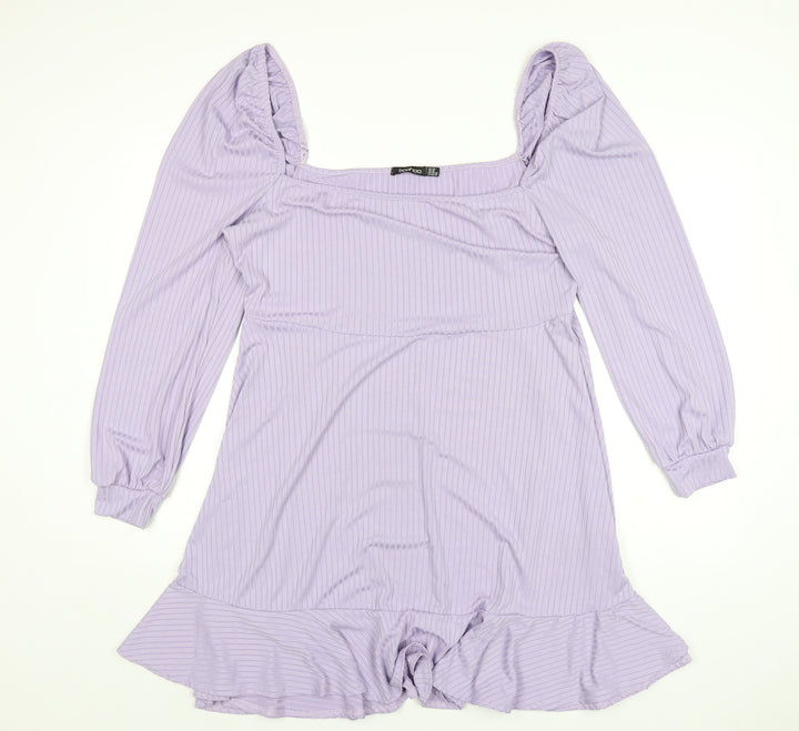 Boohoo Womens Purple Polyester A-Line Size 20 Square Neck Pullover