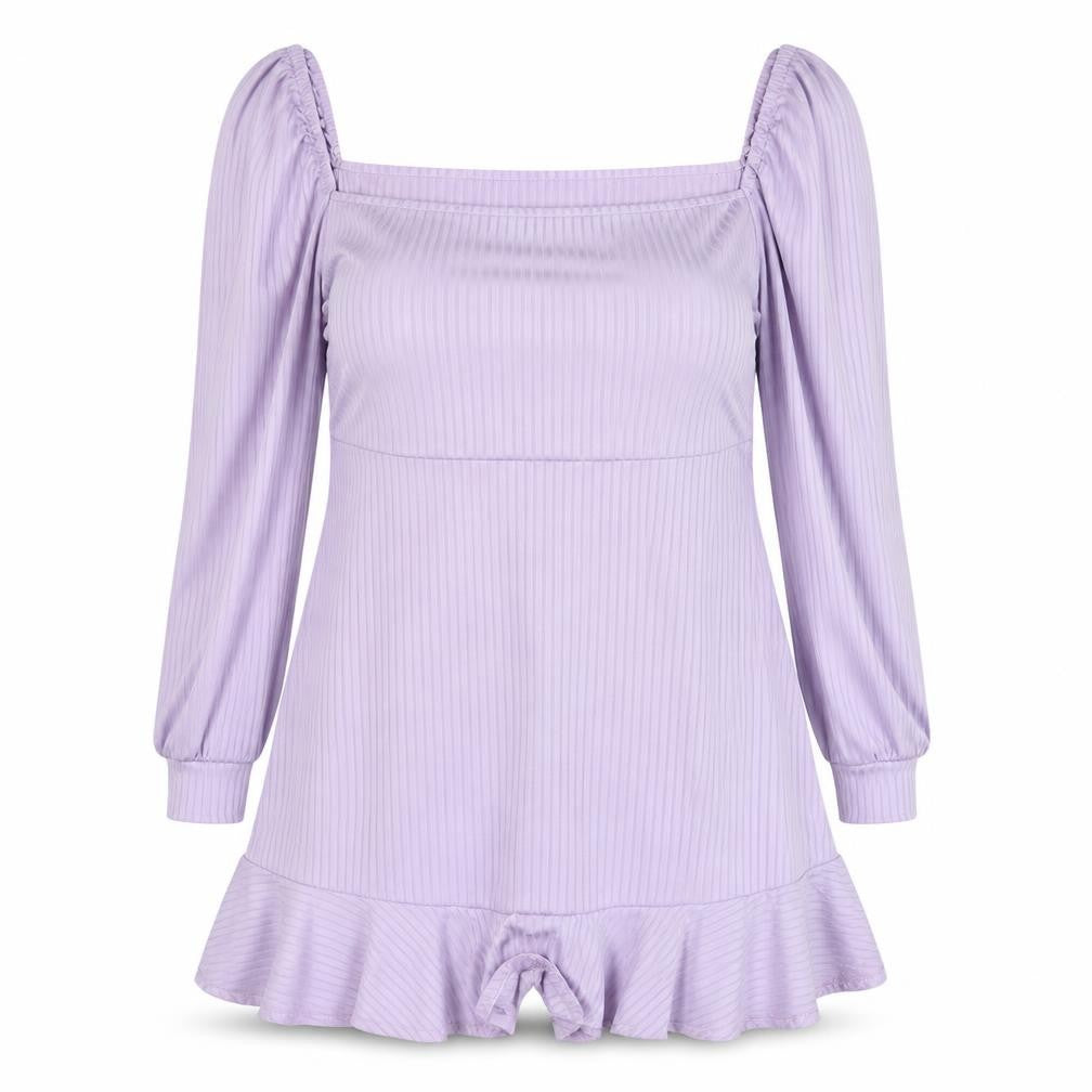 Front view of Boohoo women’s purple polyester a-line, size UK 20, square neck pullover