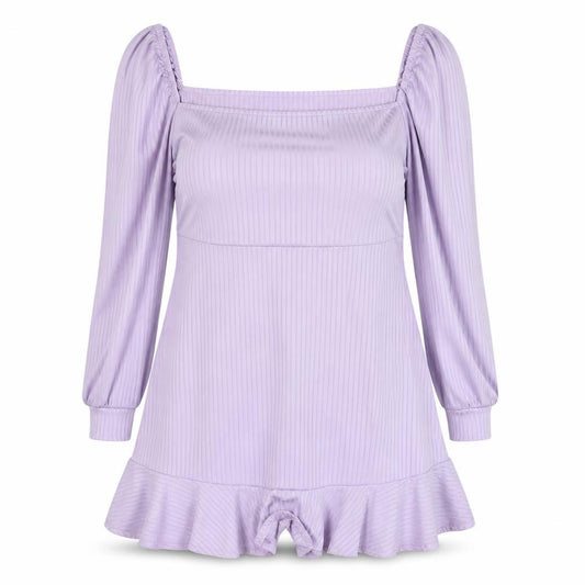 Front view of Boohoo women’s purple polyester a-line, size UK 20, square neck pullover