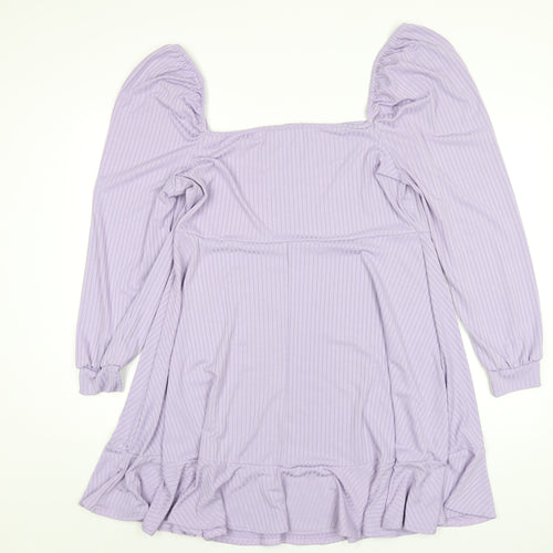 Boohoo Womens Purple Polyester A-Line Size 20 Square Neck Pullover