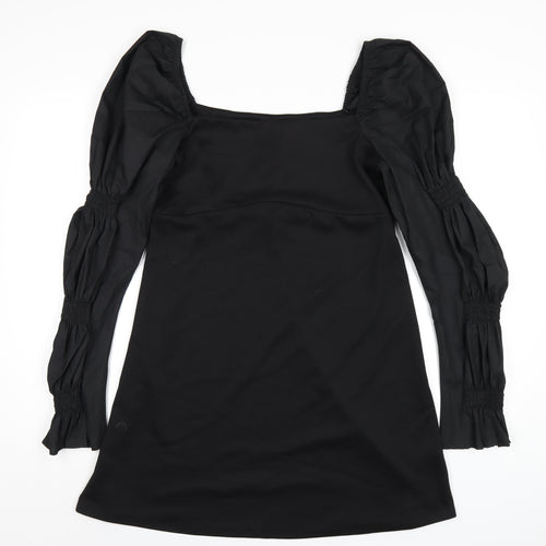 Topshop Womens Black Polyester A-Line Size 14 Square Neck Pullover