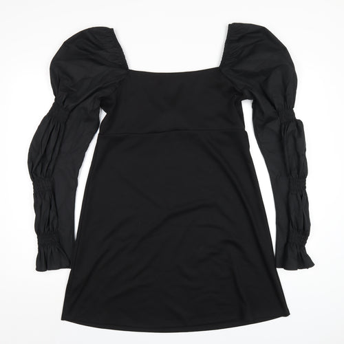 Topshop Womens Black Polyester A-Line Size 14 Square Neck Pullover
