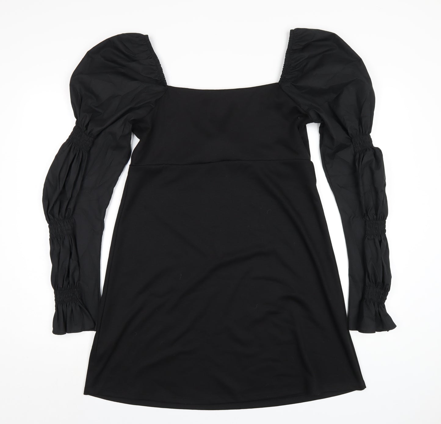 Topshop Womens Black Polyester A-Line Size 14 Square Neck Pullover
