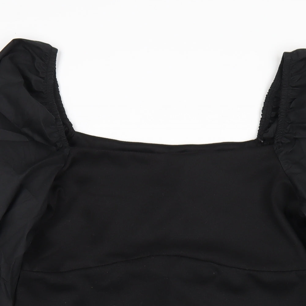 Topshop Womens Black Polyester A-Line Size 14 Square Neck Pullover