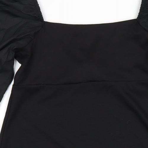 Topshop Womens Black Polyester A-Line Size 14 Square Neck Pullover
