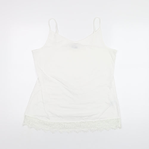 NEXT Womens White Polyester Camisole T-Shirt Size 16 V-Neck - Lace Trim