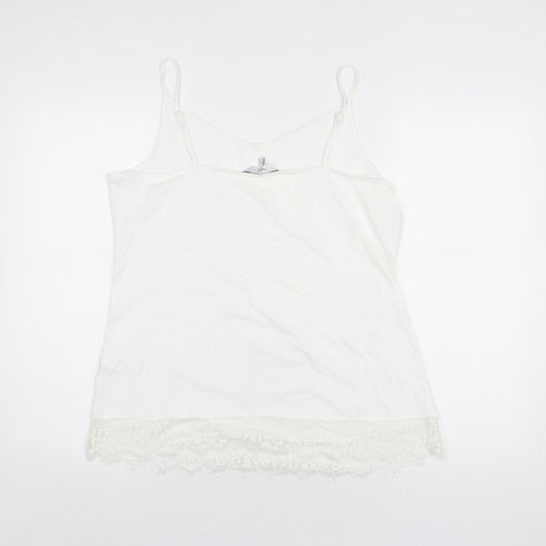 NEXT Womens White Polyester Camisole T-Shirt Size 16 V-Neck - Lace Trim