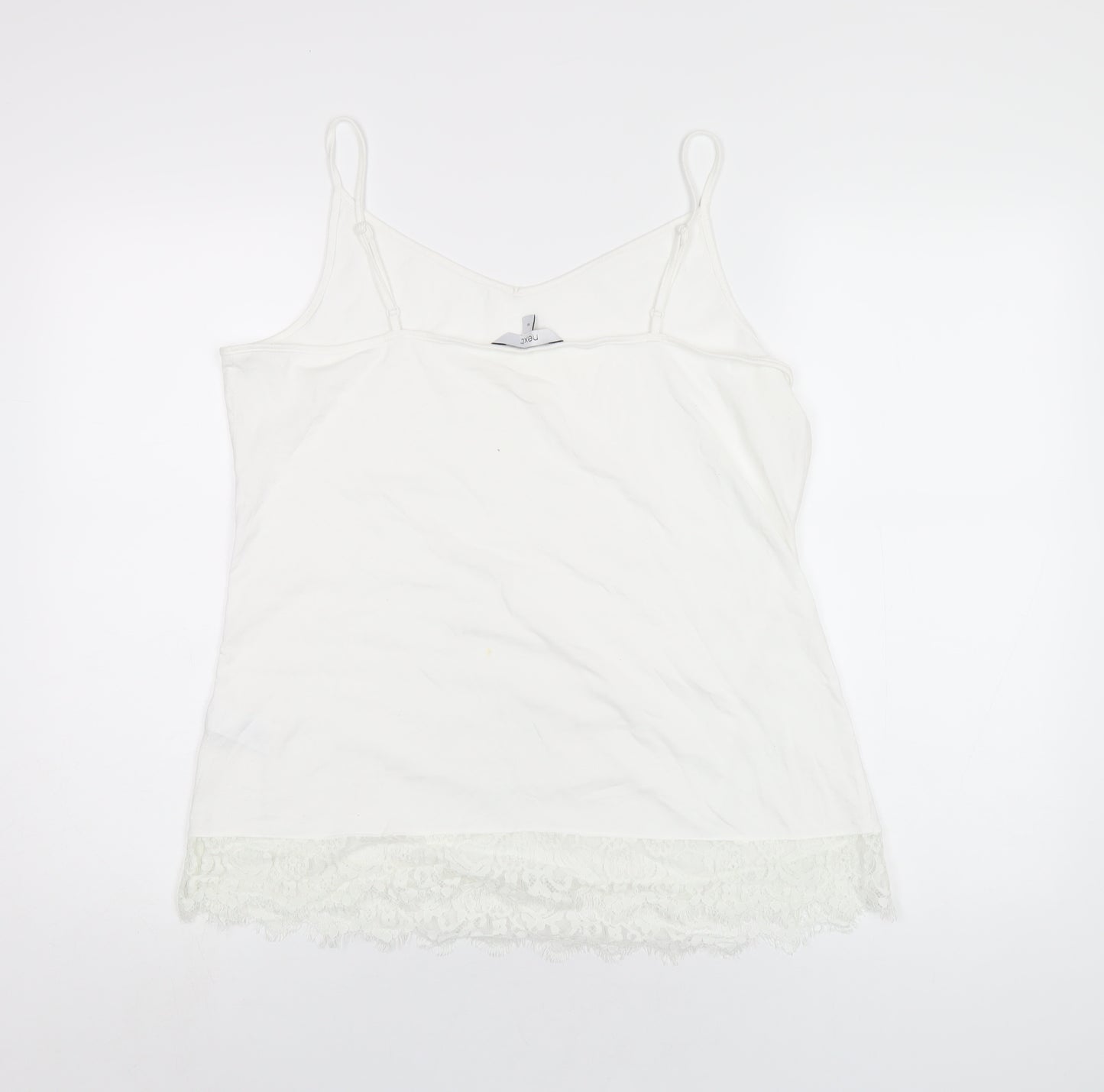 NEXT Womens White Polyester Camisole T-Shirt Size 16 V-Neck - Lace Trim