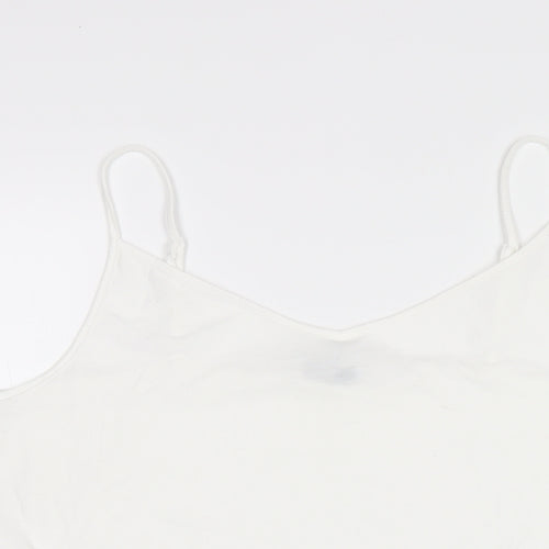 NEXT Womens White Polyester Camisole T-Shirt Size 16 V-Neck - Lace Trim