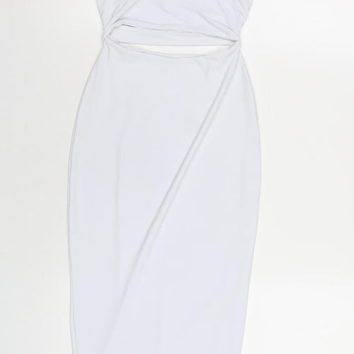 PRETTYLITTLETHING Womens White Polyester Bodycon Size 4 Scoop Neck Pullover