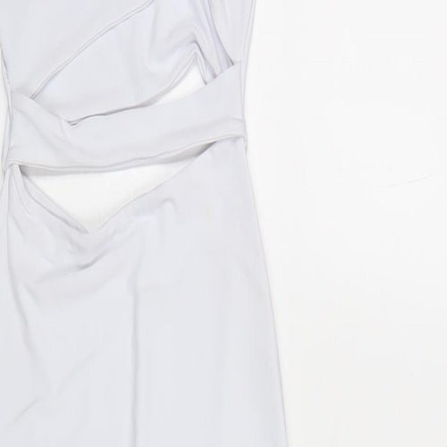 PRETTYLITTLETHING Womens White Polyester Bodycon Size 4 Scoop Neck Pullover
