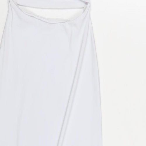 PRETTYLITTLETHING Womens White Polyester Bodycon Size 4 Scoop Neck Pullover