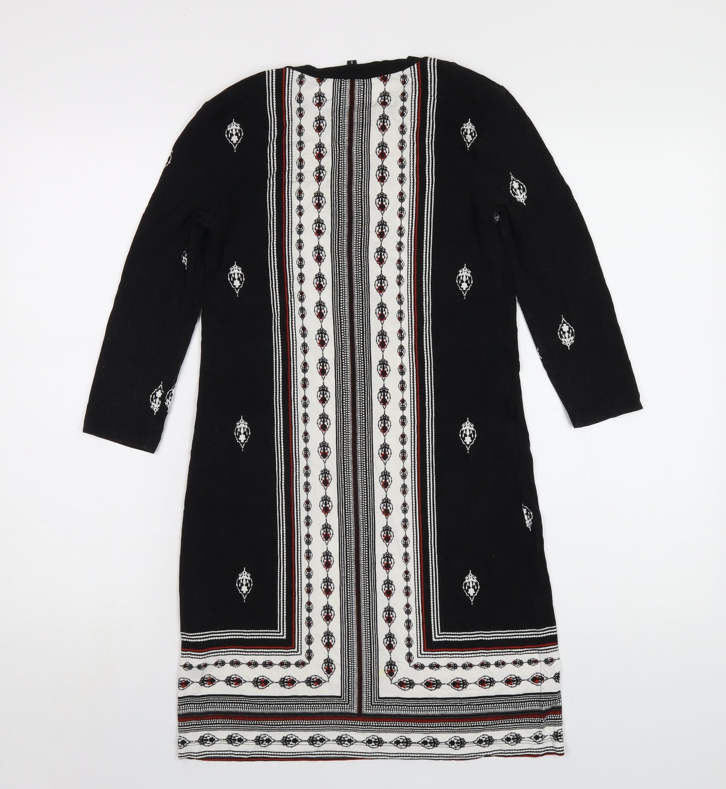 River Island Womens Multicoloured Geometric Viscose Bodycon Size 8 Round Neck Pullover