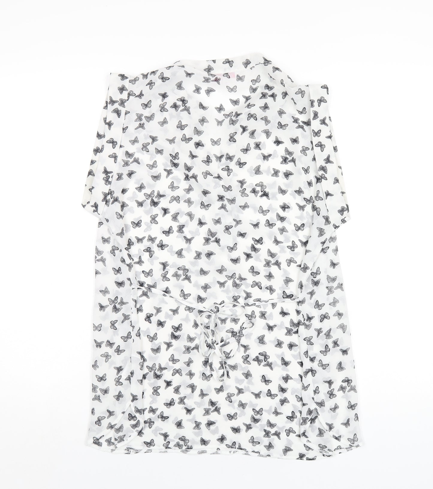 Red Herring Womens White Geometric Polyester Basic T-Shirt Size 12 V-Neck