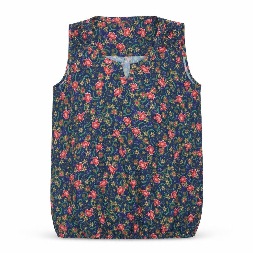 Ohma! Womens Multicoloured Floral Polyester Basic T-Shirt Size M V-Neck