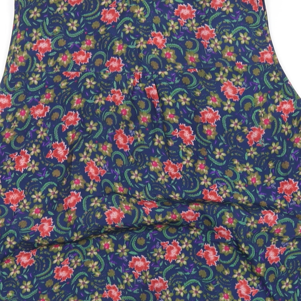 Ohma! Womens Multicoloured Floral Polyester Basic T-Shirt Size M V-Neck