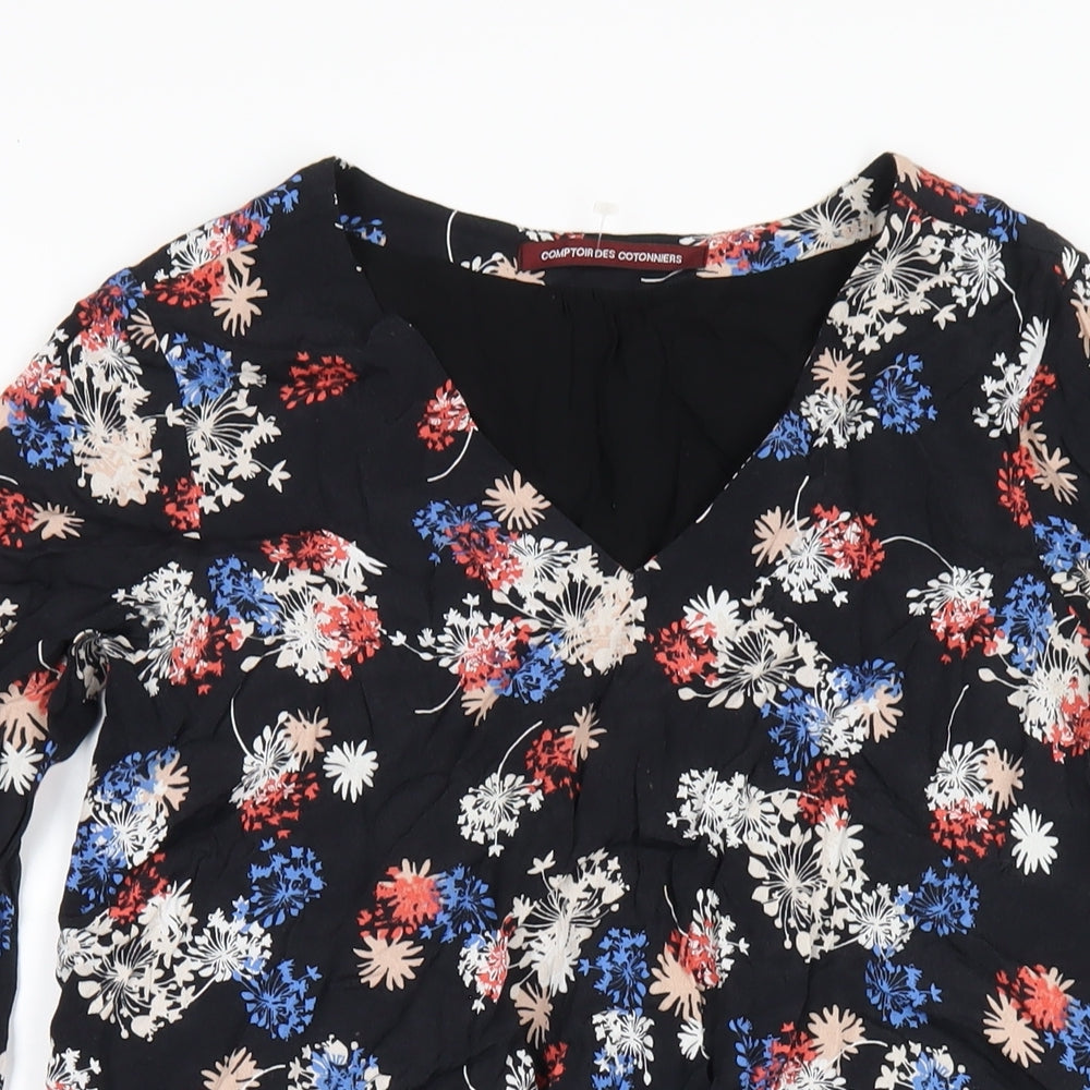 Comptoir des Cotonniers Womens Multicoloured Floral Viscose A-Line Size XS V-Neck Pullover