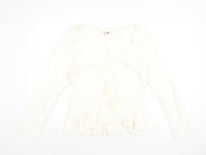 Only Carmakoma Womens Ivory V-Neck Acrylic Pullover Jumper Size 18