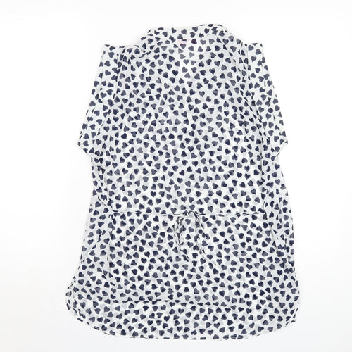Red Herring Womens White Geometric Polyester Basic Tank Size 12 V-Neck