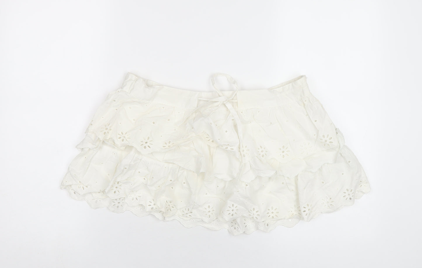 Topshop Womens White Cotton Mini Skirt Size 14 Zip