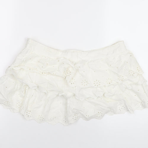 Topshop Womens White Cotton Mini Skirt Size 14 Zip