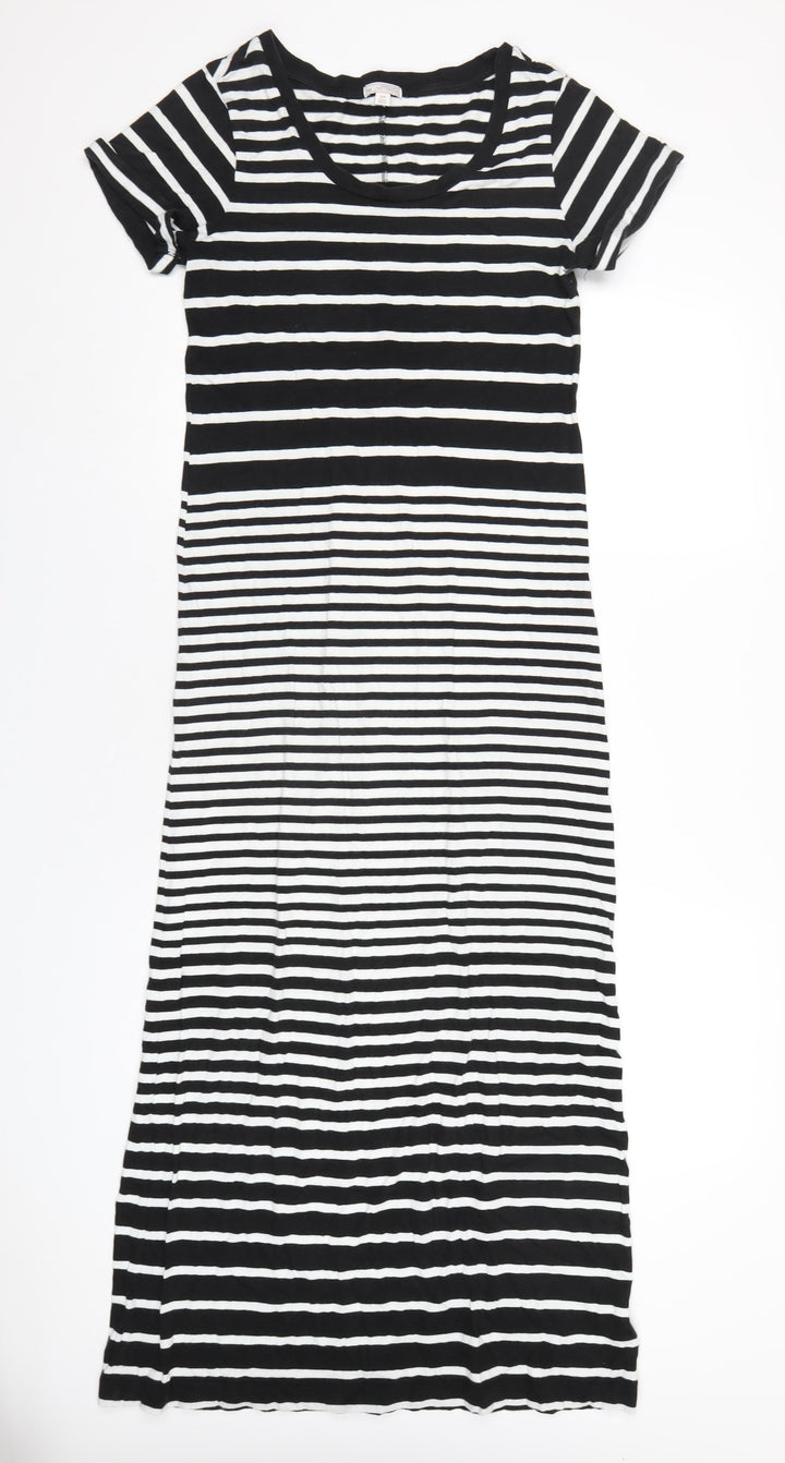Gap Womens Black Striped Cotton Slip Dress Size S Round Neck Pullover