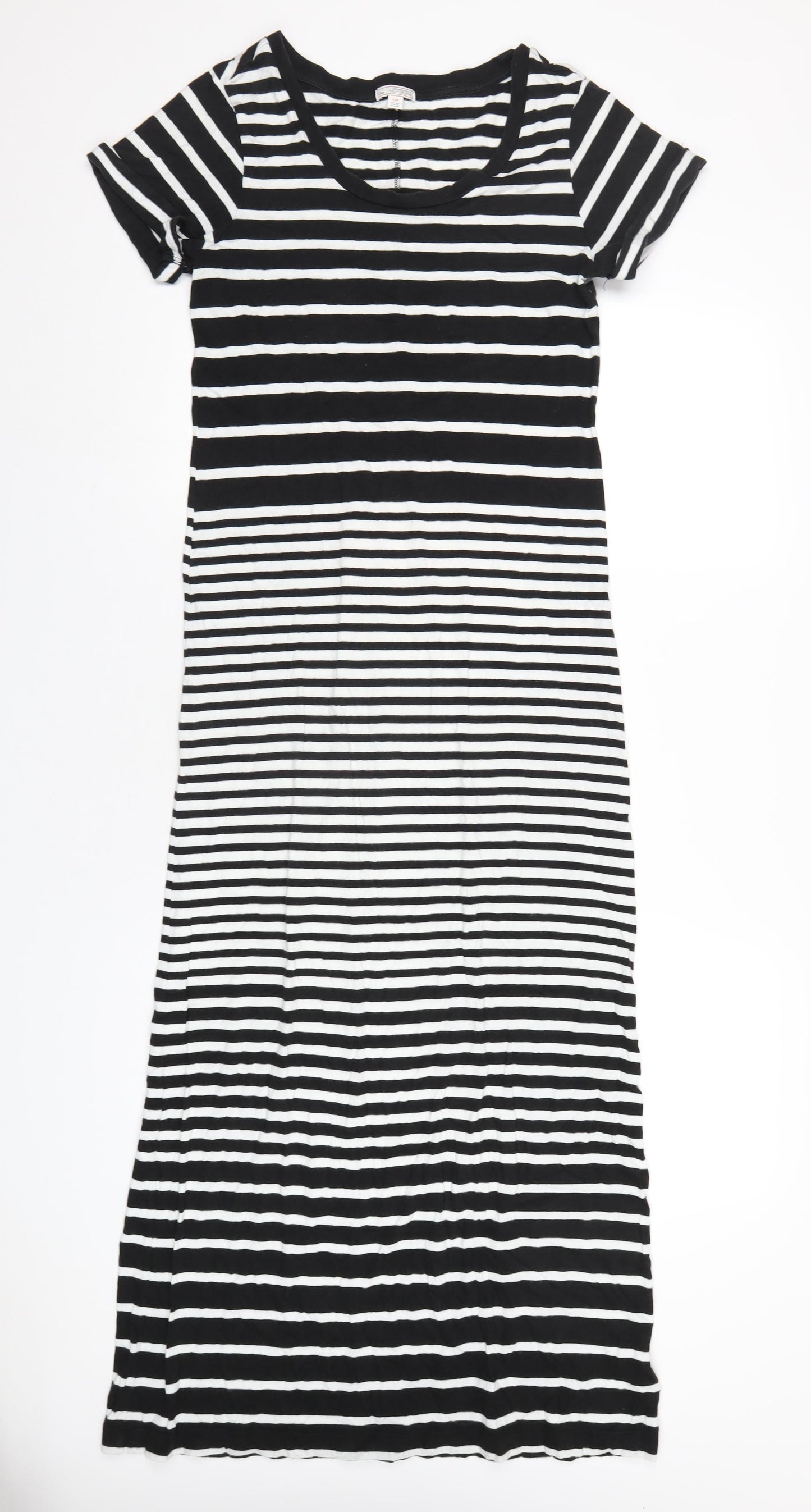 Gap Womens Black Striped Cotton Slip Dress Size S Round Neck Pullover