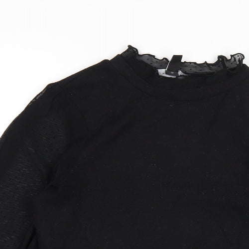 New Look Womens Black Polyester Basic T-Shirt Size 6 Round Neck