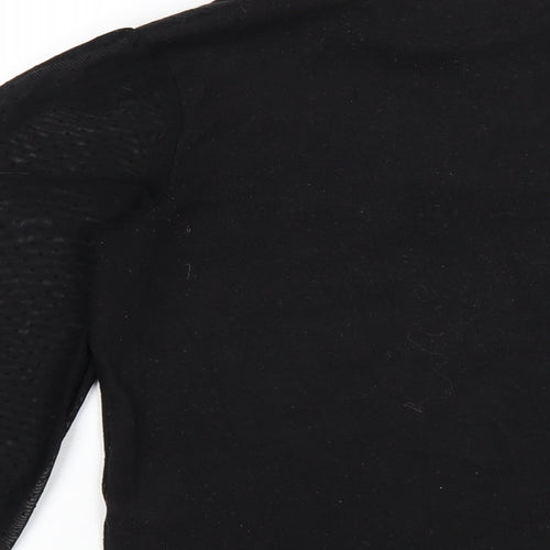 New Look Womens Black Polyester Basic T-Shirt Size 6 Round Neck