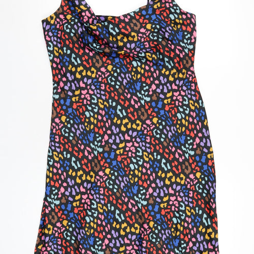 Be Beau Womens Multicoloured Animal Print Polyester Slip Dress Size 16 Cowl Neck Pullover