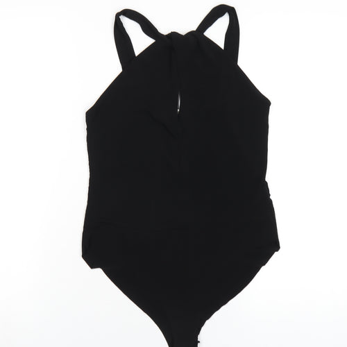 Stradivarius Womens Black Polyester Bodysuit One-Piece Size L Snap